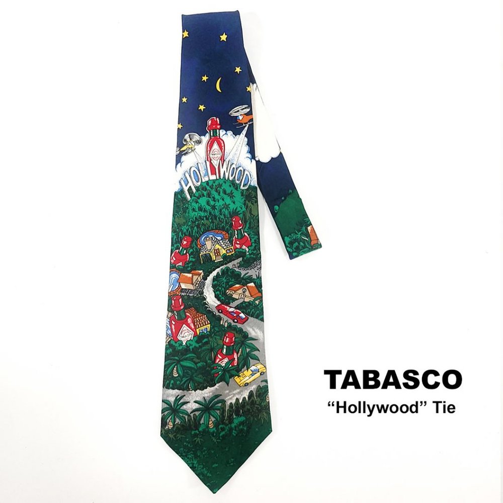 Tabasco Silk Tie Hollywood Scene | EUC